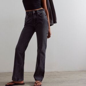 We the Free Xena Slim Free People Black Straight Leg Jeans